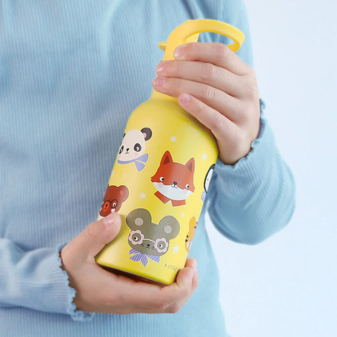 A Little Lovely Stainless Steel Water Bottle 350ml - Animal Friends