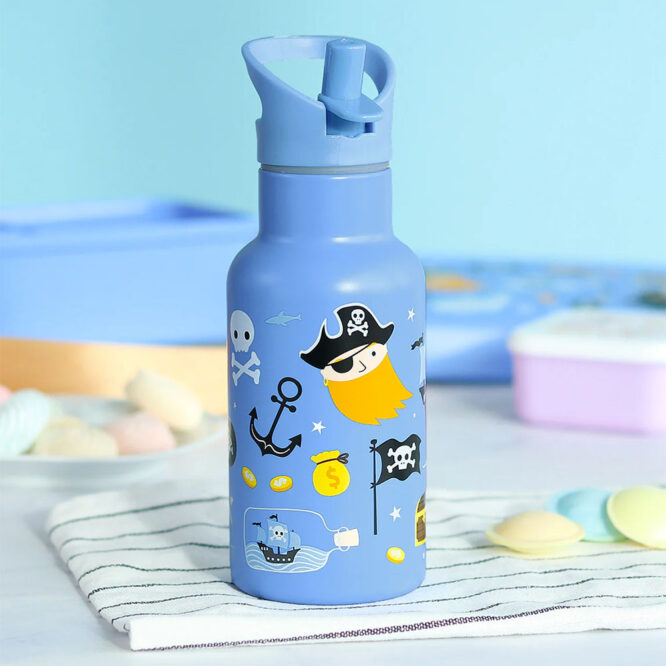 A Little Lovely Stainless Steel Water Bottle 350ml - Pirates
