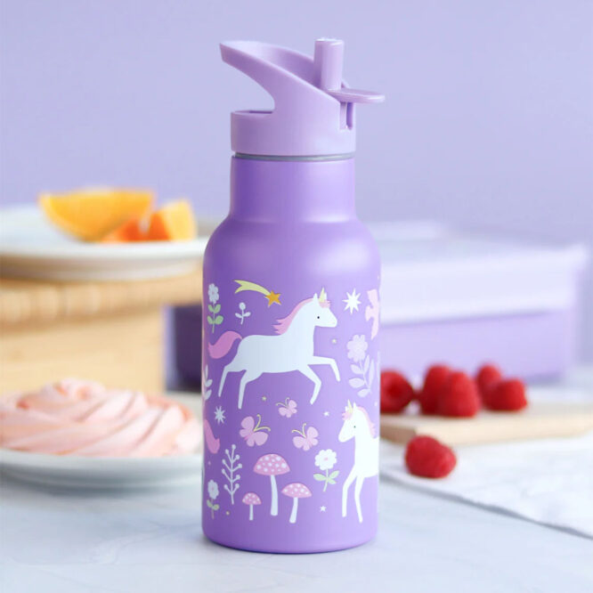 A Little Lovely Stainless Steel Water Bottle 350ml - Unicorn Dreams