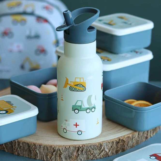 A Little Lovely Stainless Steel Water Bottle 350ml - Vehicles