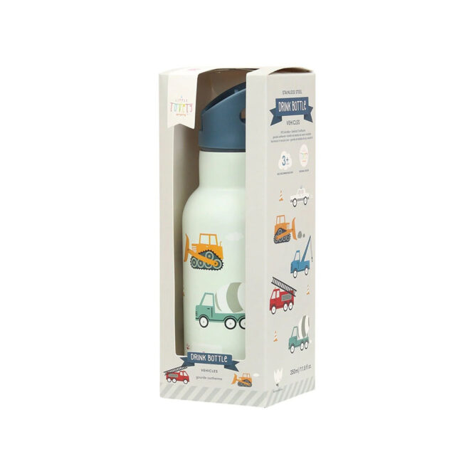 A Little Lovely Stainless Steel Water Bottle 350ml - Vehicles