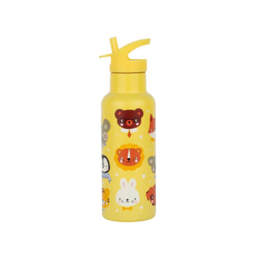 A Little Lovely Stainless Steel Water Bottle 500ml - Animal Friends