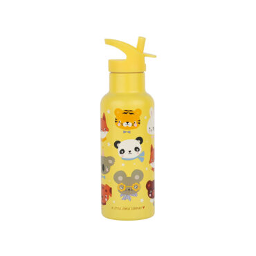 A Little Lovely Stainless Steel Water Bottle 500ml - Animal Friends