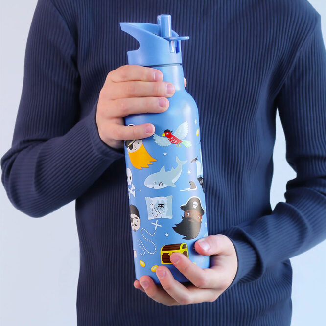 A Little Lovely Stainless Steel Water Bottle 500ml - Pirates