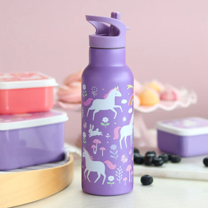 A Little Lovely Stainless Steel Water Bottle 500ml - Unicorn Dreams