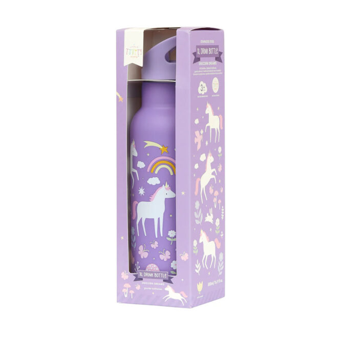 A Little Lovely Stainless Steel Water Bottle 500ml - Unicorn Dreams