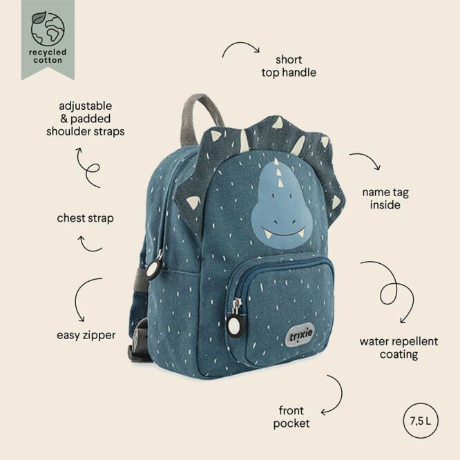 Trixie Kids Backpack (Small) - Mr. Triceratops