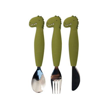 Trixie Stainless Steel Cutlery Set with Silicone Handle - Mr. Dino