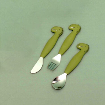 Trixie Stainless Steel Cutlery Set with Silicone Handle - Mr. Dino