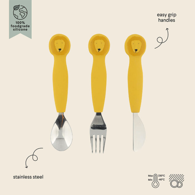 Trixie Stainless Steel Cutlery Set with Silicone Handle - Mr. Lion