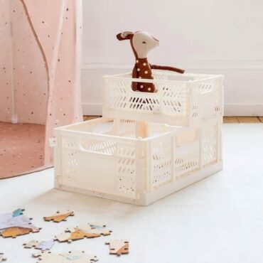 3 Sprouts Modern Folding Crate Medium - Cream