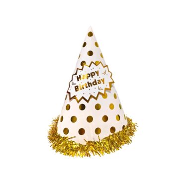 Birthday Hat with Gold Fringe - Gold