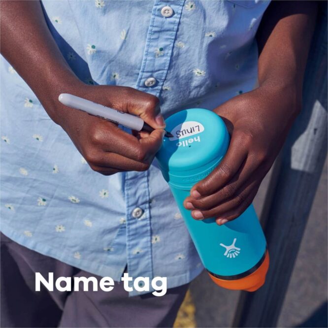 Hydro Flask Kids Wide Mouth Bottle with Straw Lid 532ml Name Tag