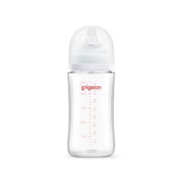 Pigeon SofTouch Anti-Colic Wide Neck Glass Nursing Bottle 240ml (3m+)