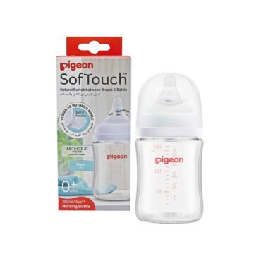 Pigeon SofTouch Anti-Colic Wide Neck Glass Nursing Bottle 160ml (0m+)