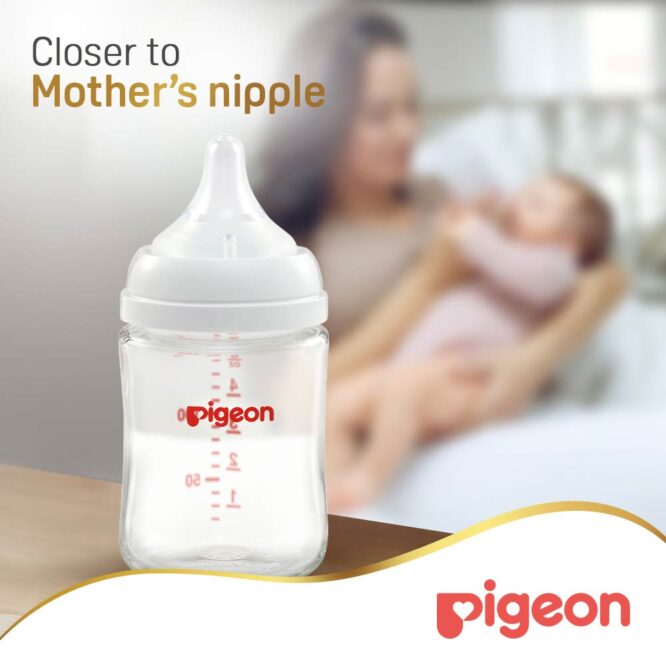 Pigeon SofTouch Anti-Colic Wide Neck Glass Nursing Bottle 160ml (0m+)