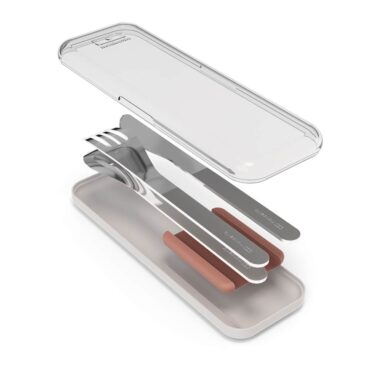 Monbento Slim Box Cutlery Set - Pink Moka