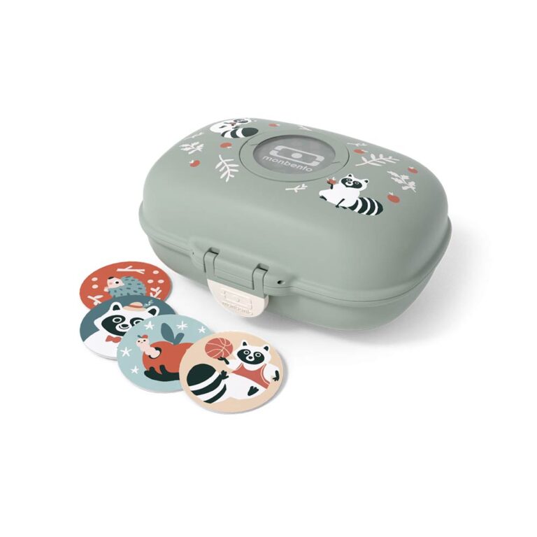 Monbento Kids Gram Snack Box 600ml - Green Raccoon