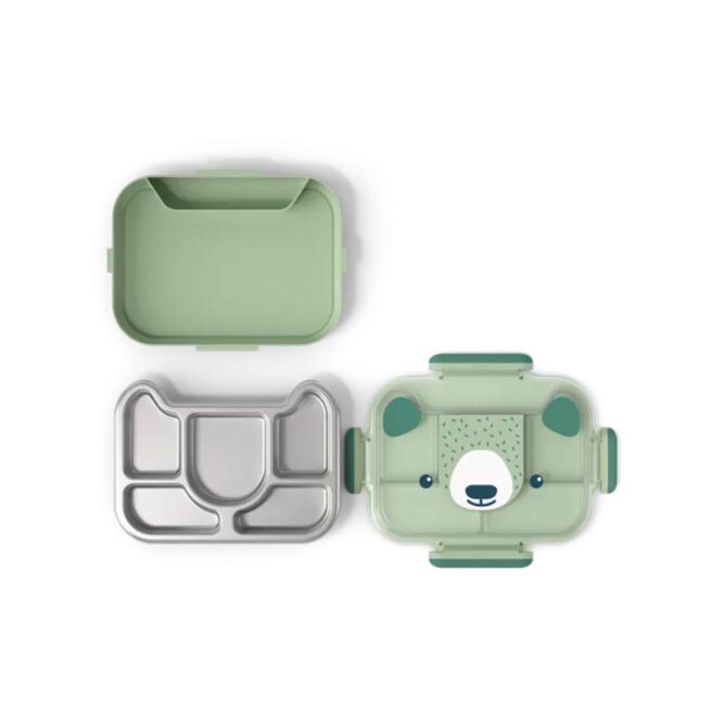 Monbento Kids Wonder Compartmentalized Lunch Tray 950ml - Green Bear