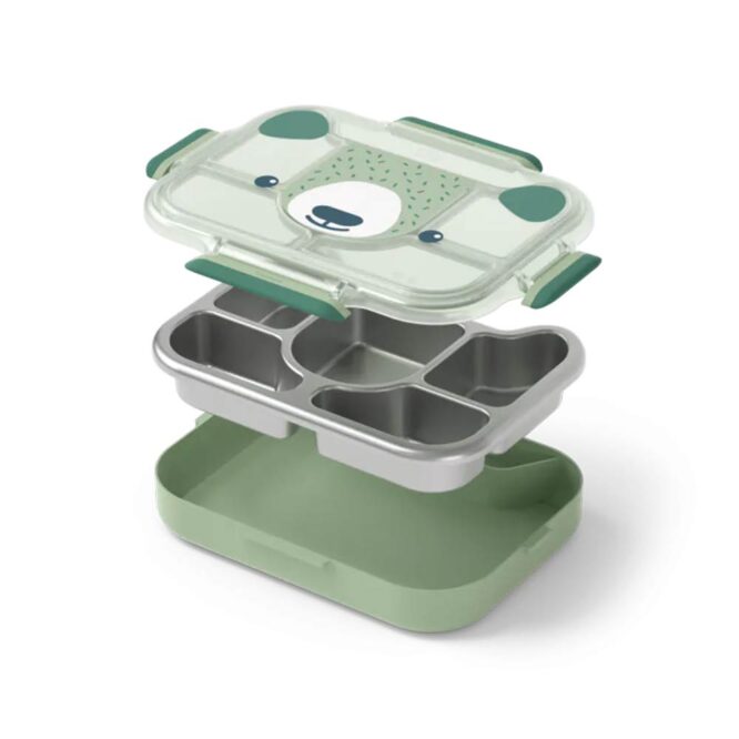 Monbento Kids Wonder Compartmentalized Lunch Tray 950ml - Green Bear