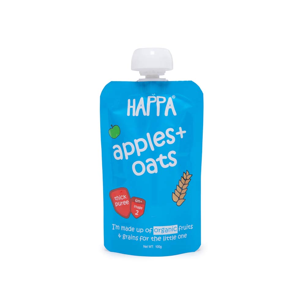 Happa Organic Puree (6m+) Apple & Oats - 100g