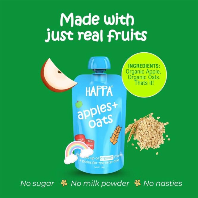 Happa Organic Puree (6m+) Apple & Oats - 100g