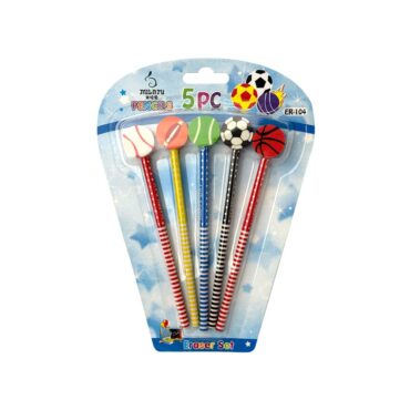 Pencils with Balls Shaped Eraser - 5 Pcs