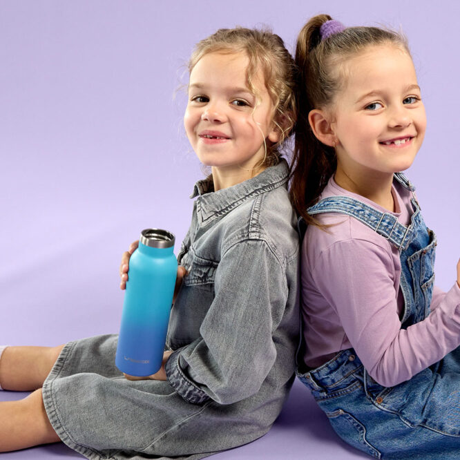 Lassig Double Walled Stainless Steel Bottle 460ml - Unique, Gradient Blue
