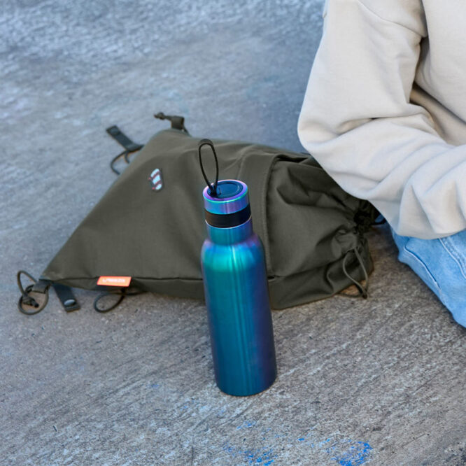 Lassig Double Walled Stainless Steel Bottle 500ml - Bold, Blue/Purple