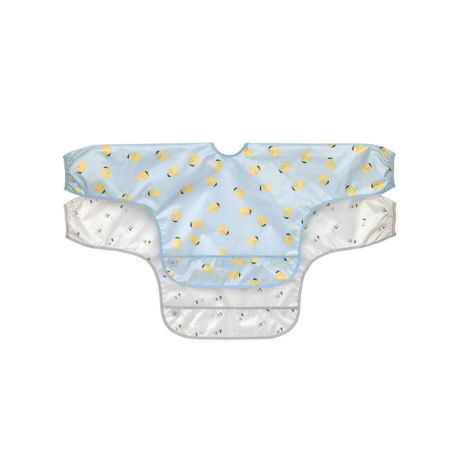 Lassig Long Sleeve Bibs (6-24m) - Happy Fruits, Lemon 2 Pcs