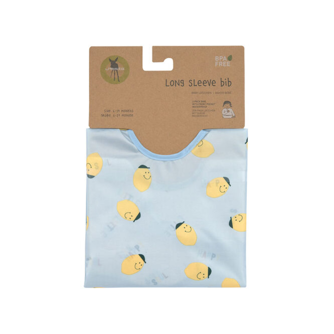 Lassig Long Sleeve Bibs (6-24m) - Happy Fruits, Lemon 2 Pcs