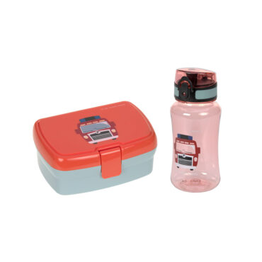 Lassig Lunch Set (Lunchbox & Bottle) - Tiny Drivers, Fire Engine