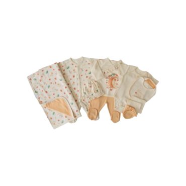 Kitikate Newborn Organic Baby Girl Set - Natural, Blooming Moon