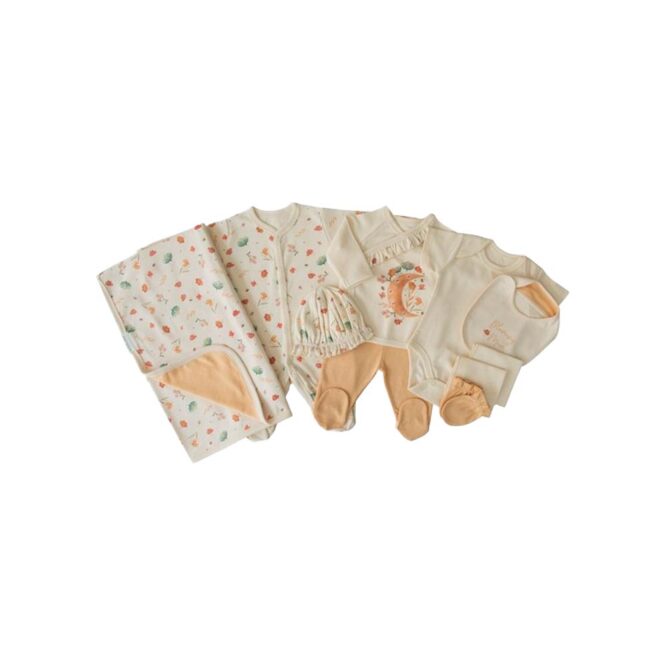 Kitikate Newborn Organic Baby Girl Set - Natural, Blooming Moon