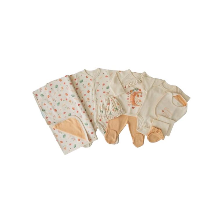 Kitikate Newborn Organic Baby Girl Set - Natural, Blooming Moon