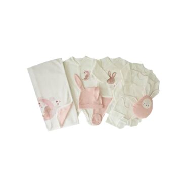 Kitikate Newborn Organic Baby Girl Set - Ecru, Bunny
