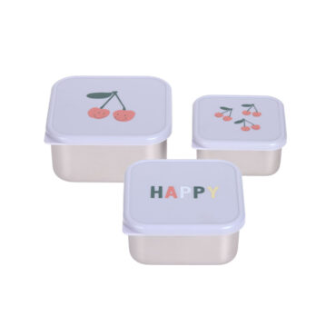 Lassig Snack Box Stainless Steel Set - Happy Fruits, Cherry