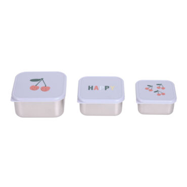 Lassig Snack Box Stainless Steel Set - Happy Fruits, Cherry
