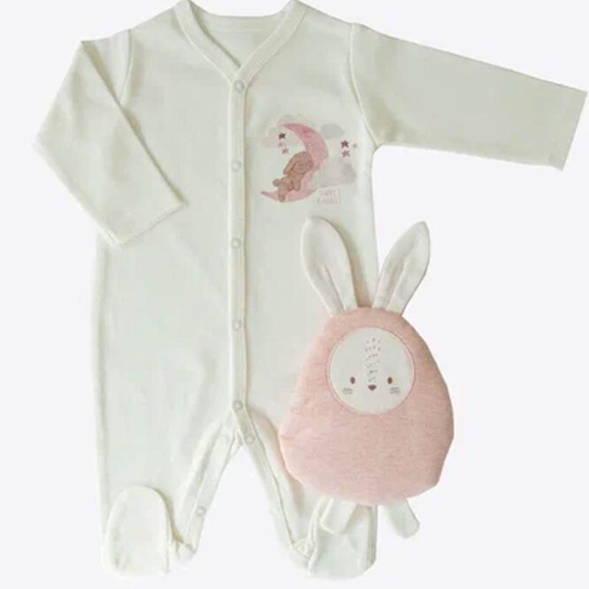Kitikate Newborn Organic Baby Girl Set - Ecru, Bunny