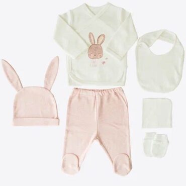 Kitikate Newborn Organic Baby Girl Set - Ecru, Bunny