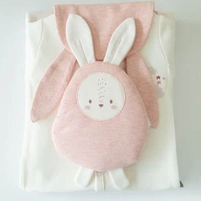 Kitikate Newborn Organic Baby Girl Set - Ecru, Bunny