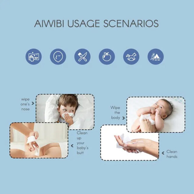 Aiwibi Baby Mini Wet Wipes Packs - (8x8) 64 Wipes