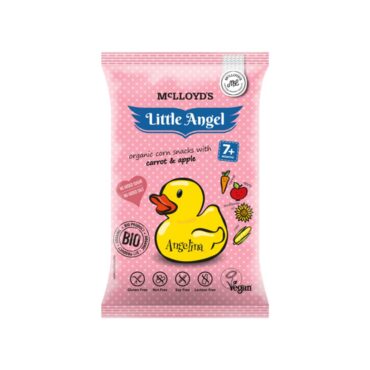 Mclloyds Little Angel Angelina Organic Corn Snacks with Carrot & Apple (7m+) - 4x15g Pack