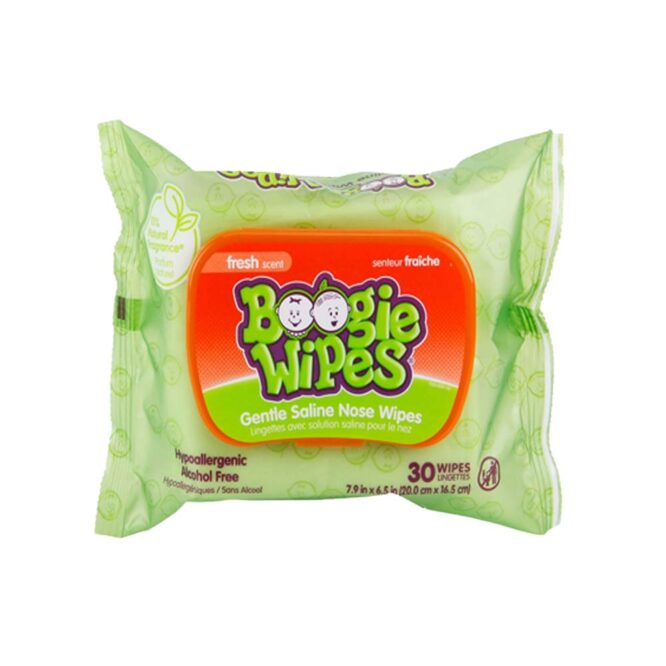 Boogie Gentle Saline Nose Wipes, Fresh Scent - 30 Wipes