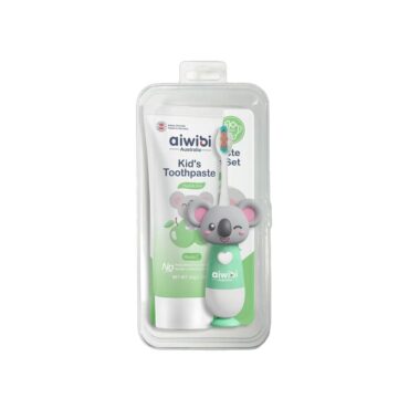 Aiwibi Baby Toothbrush with Toothpaste - Apple Flavor