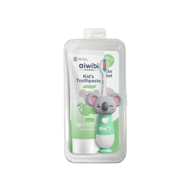 Aiwibi Baby Toothbrush with Toothpaste - Apple Flavor