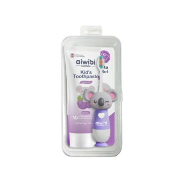 Aiwibi Baby Toothbrush with Toothpaste - Grape Flavor