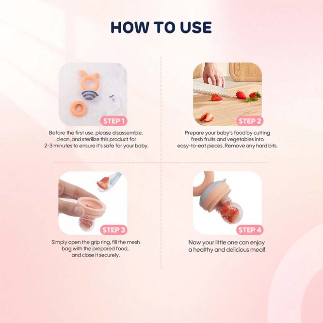 Aiwibi Baby Silicone Fruit Feeder - Pink