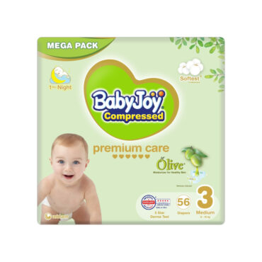 BabyJoy Compressed Premium Care with Olive Oil Size 3 (6-12kg) Medium - 56 Diapers
