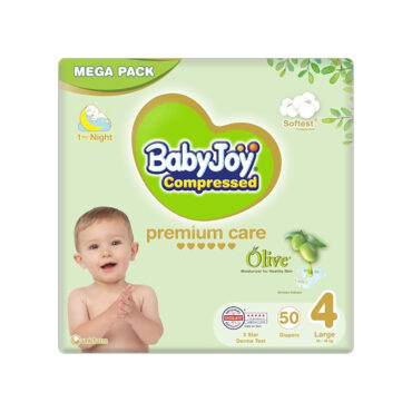BabyJoy Compressed Premium Care with Olive Oil Size 4 (10-18kg) Large - 50 Diapers